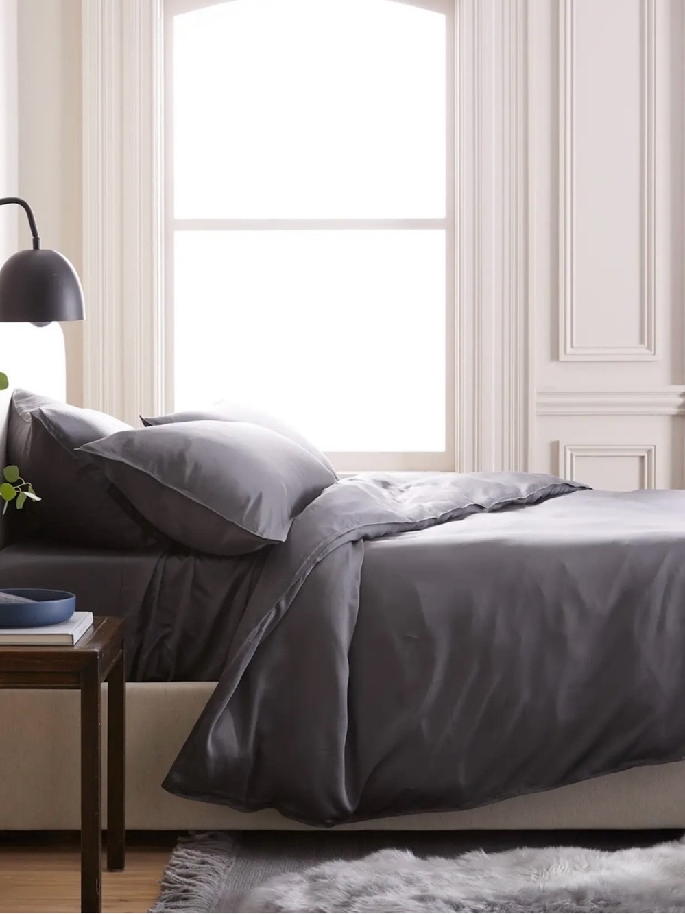 NEW Quince Organic Quince, Bamboo Duvet Cover, Full/Queen (Charcoal)